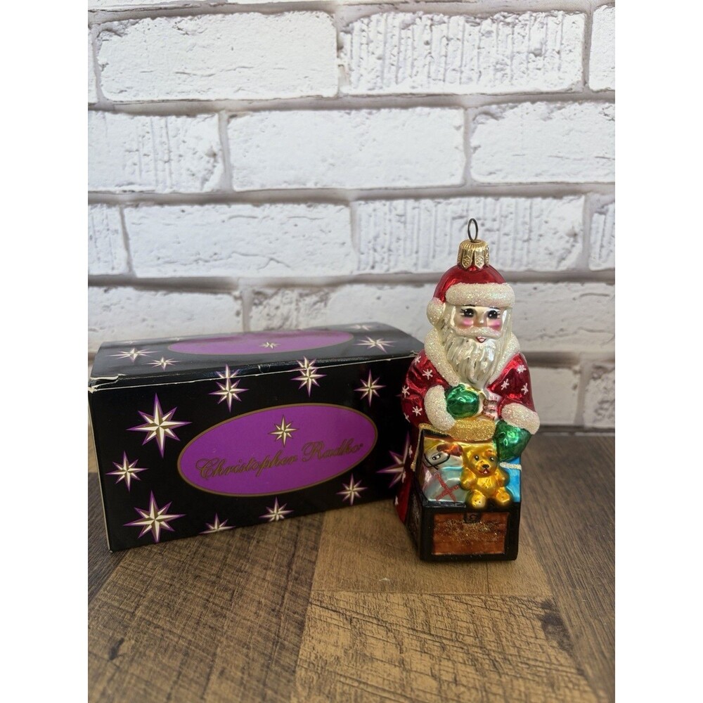 CHRISTOPHER RADKO 5" Christmas Ornament SANTA TINY TOY CHEST Claus Presents Box